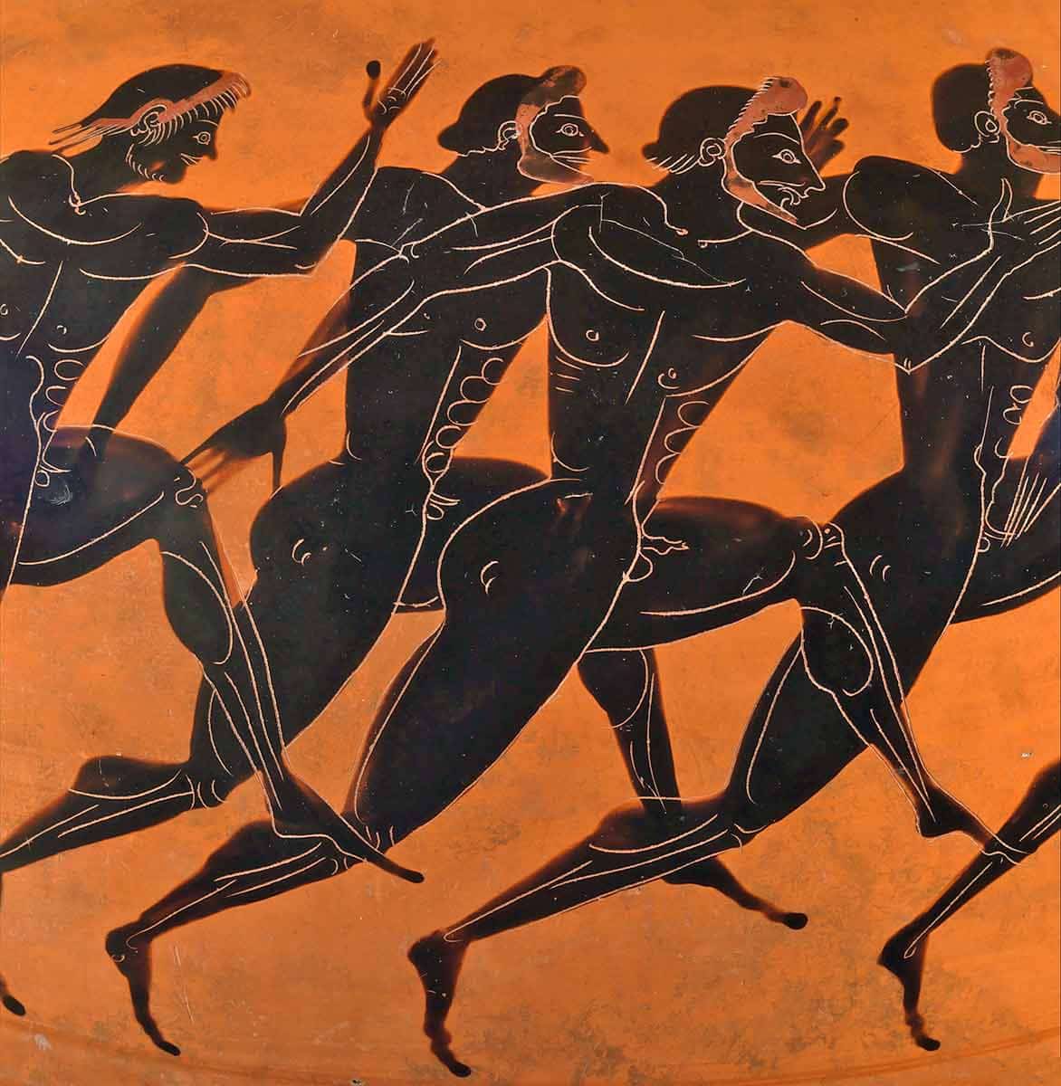 running male ancient greek vase