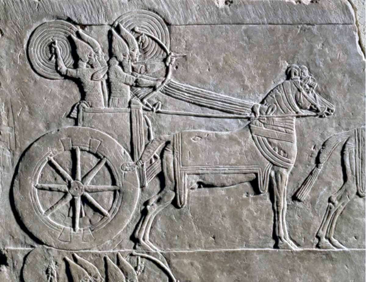 assyrian relief depicting chariot