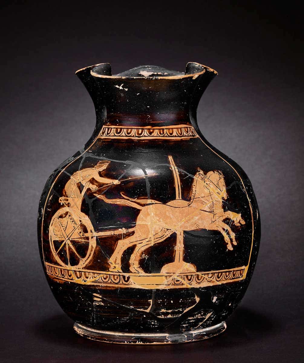 chariot race greek vase