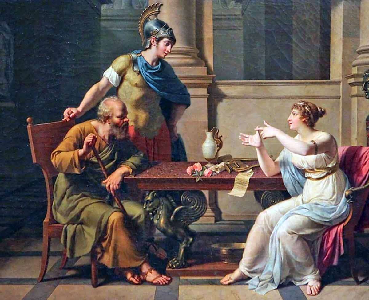 Aspasia Conversing with Socrates and Alcibiades by Nicolas-André Monsiau, 1801. Source: Wikimedia Commons