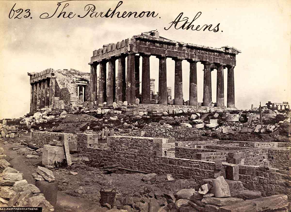 parthenon destruction old photograph