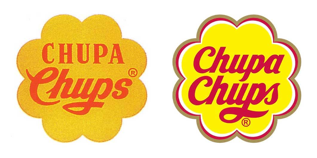 left: The original logo for Chupa-Chups by Salvador Dali, 1969, via BBC, right: present logo. 