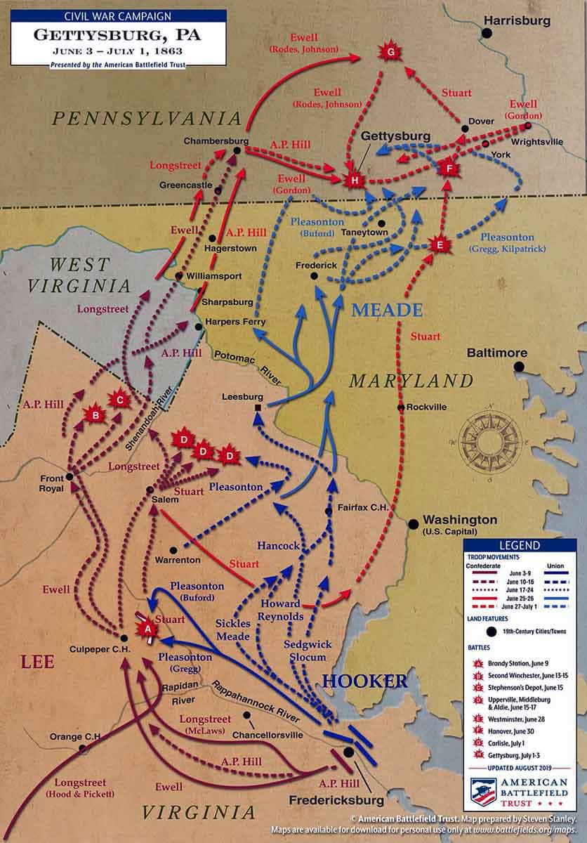 battle of gettysburg map 1863