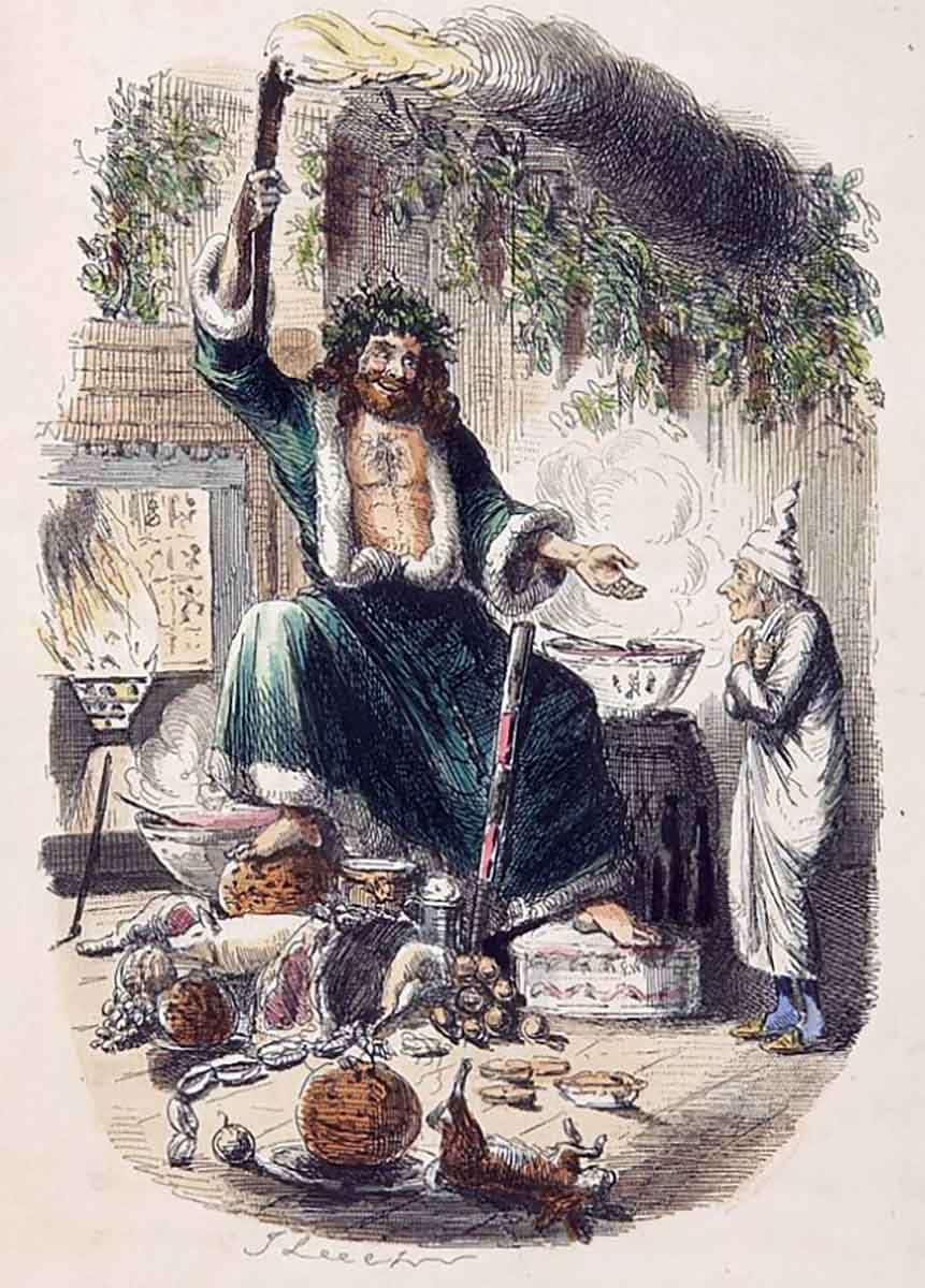 Illustration of Charles Dickens’ Ghost of Christmas Present by John Leech. Source: BBC