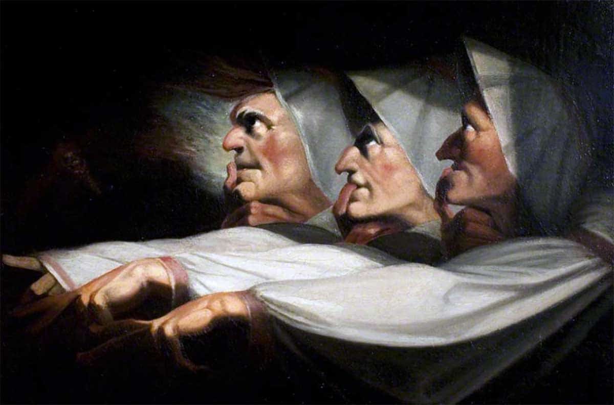 Macbeth Act I Scene 3, The Weird Sisters, 1783, by Henry Fuseli. Source: Art UK