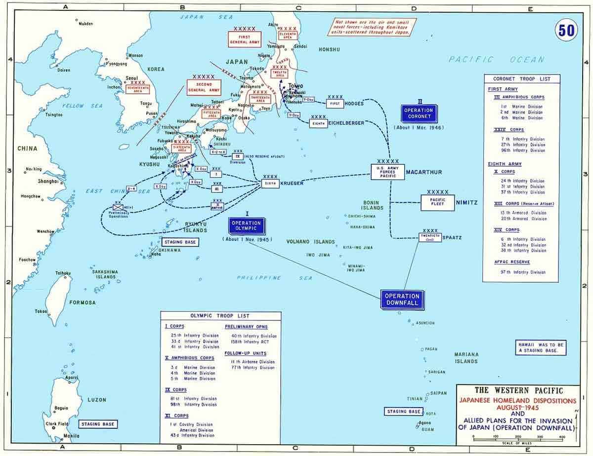 Map of Operation Downfall. Source: Wikimedia