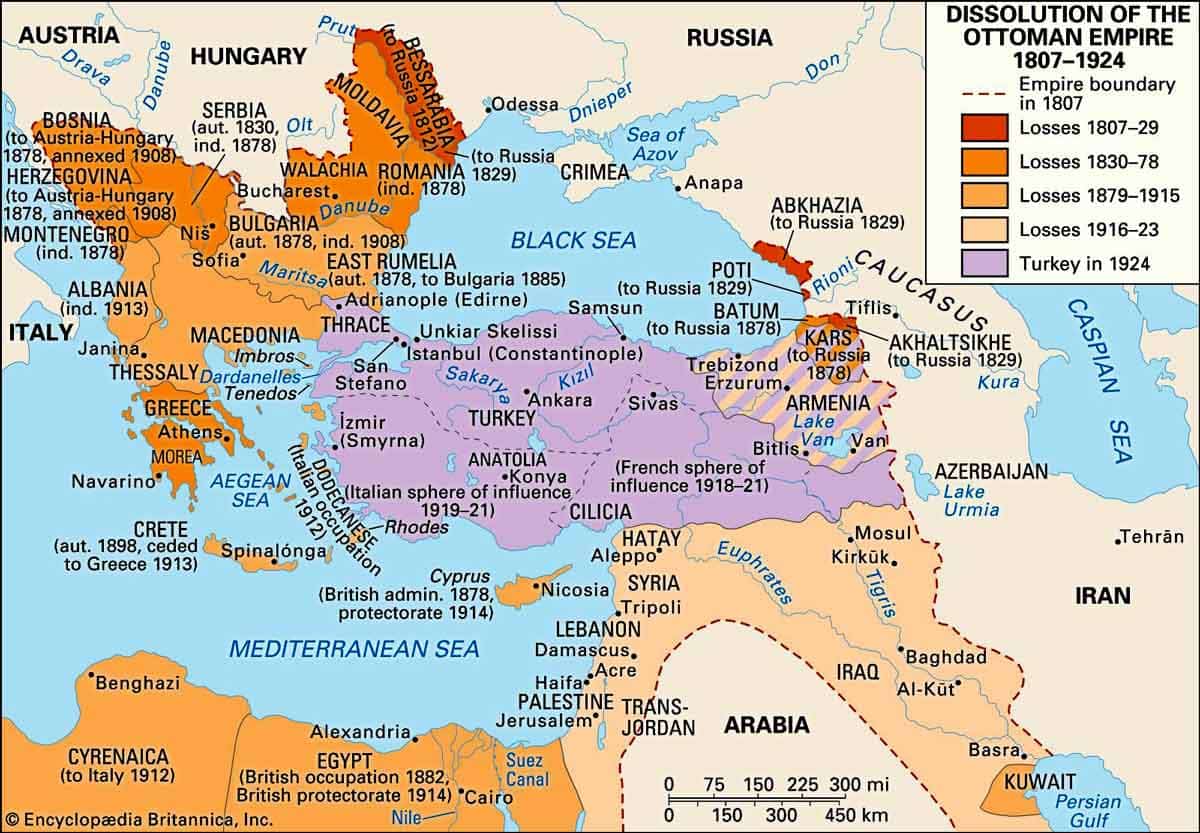 ottoman empire decline map