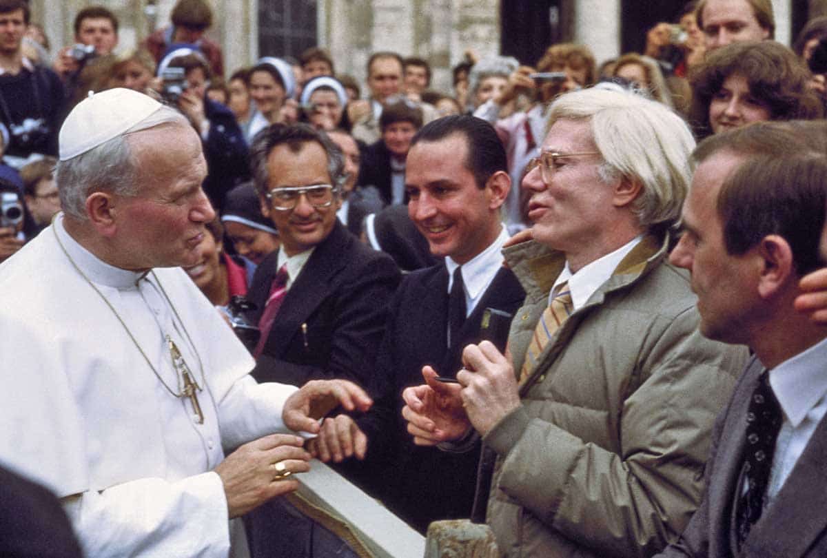 Warhol meeting Pope John Paul II in 1980. Source: Angelus