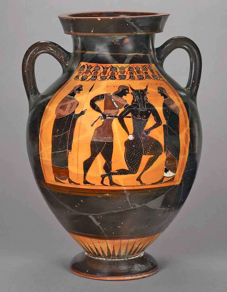 amphora theseus slaying minotaur