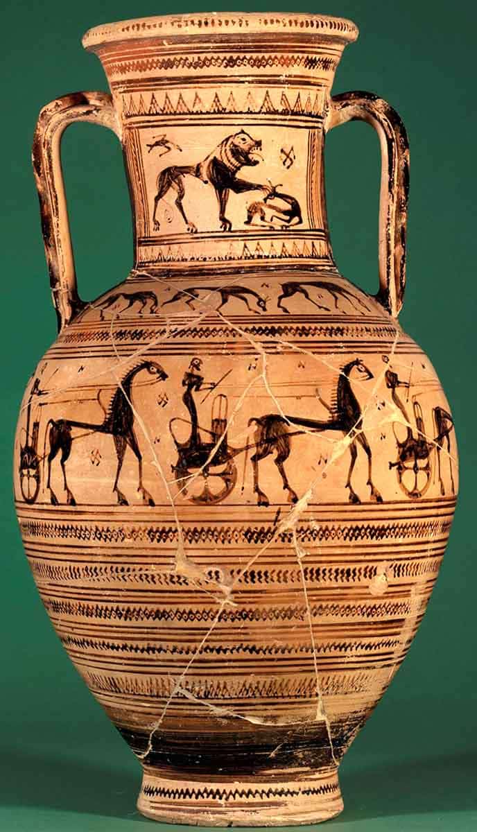 archaic amphora animals