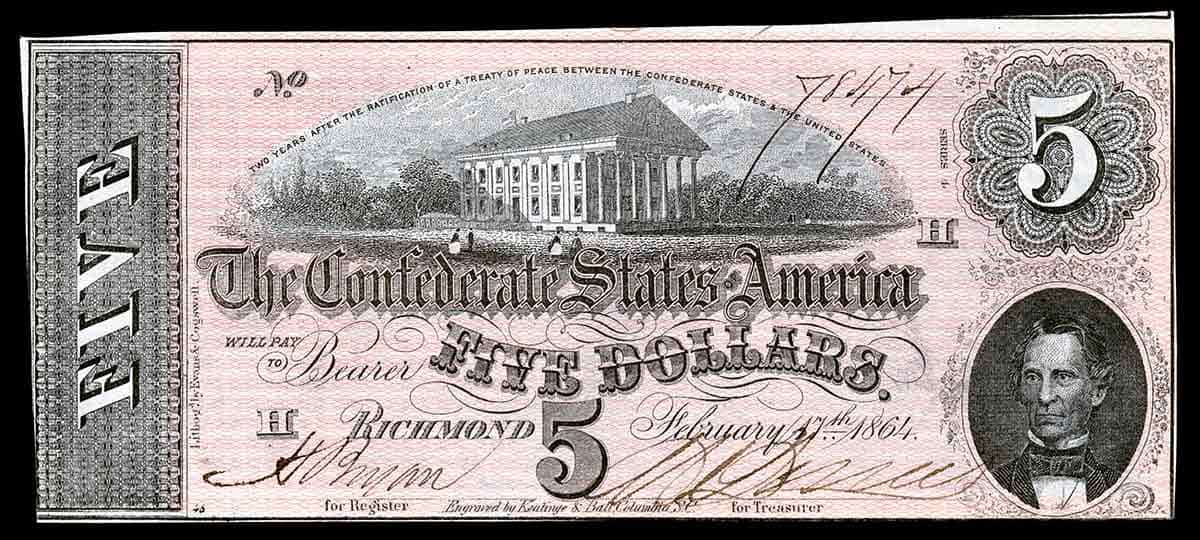 confederate 5 bill