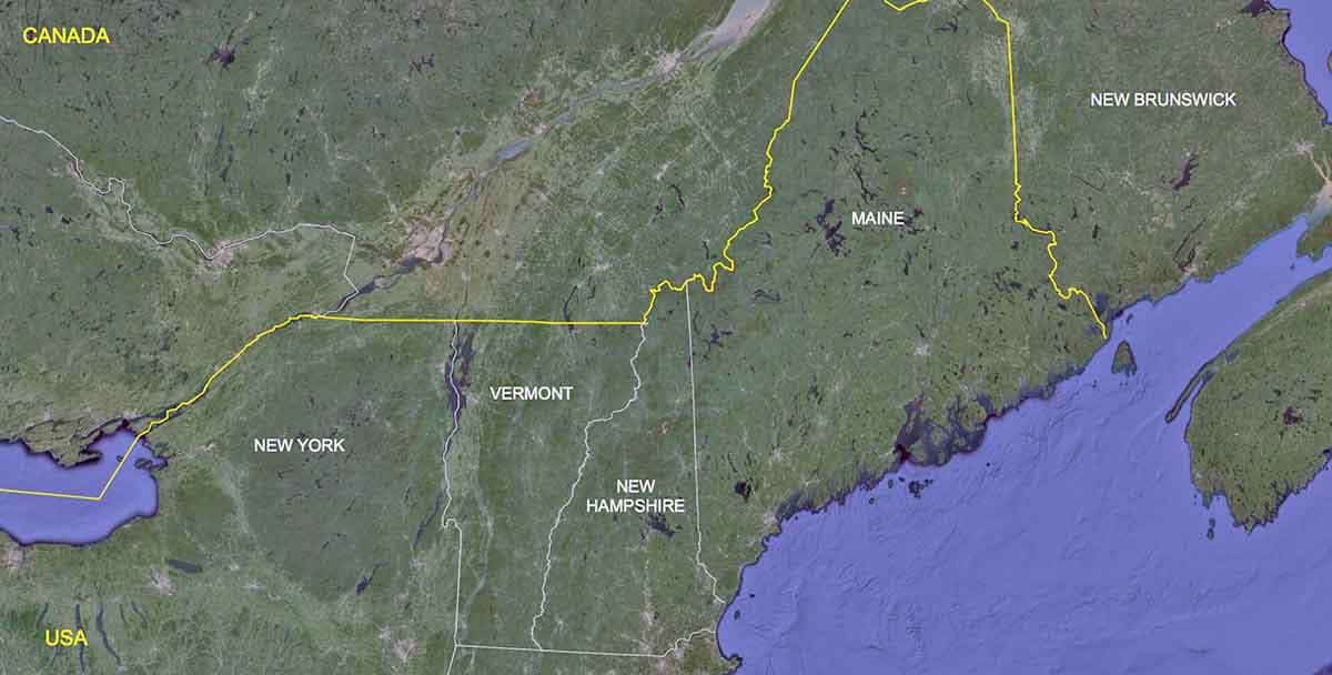 maine fun facts border map