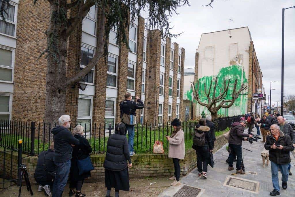 A Green-Hued Banksy Mural