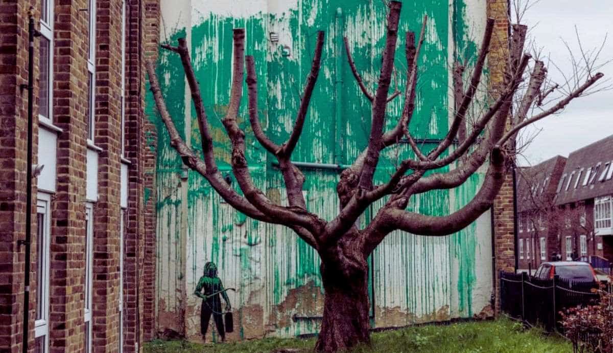 A Green-Hued Banksy Mural