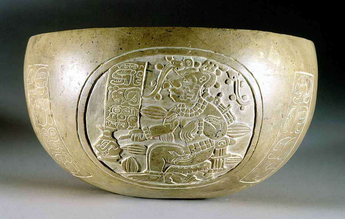 maya bowl god cacao maize