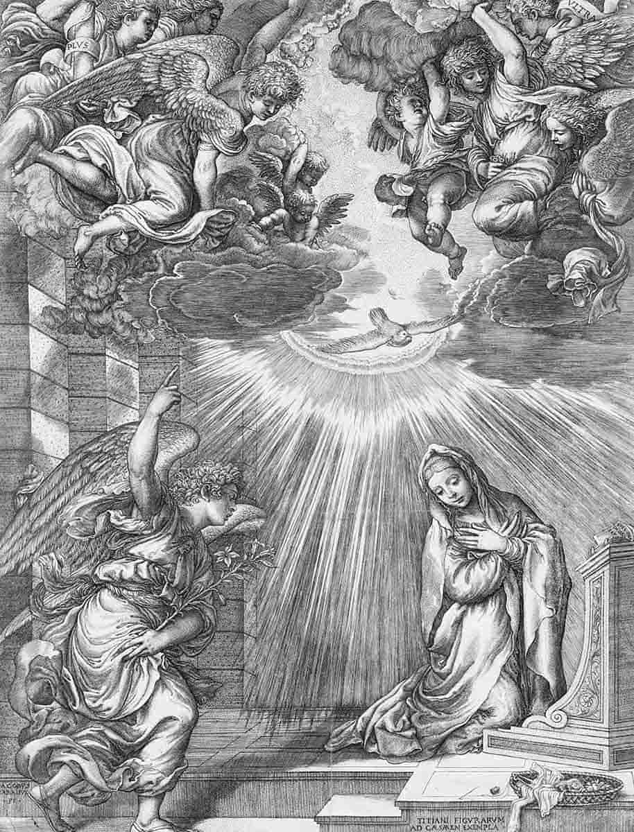 caraglio annunciation titian print