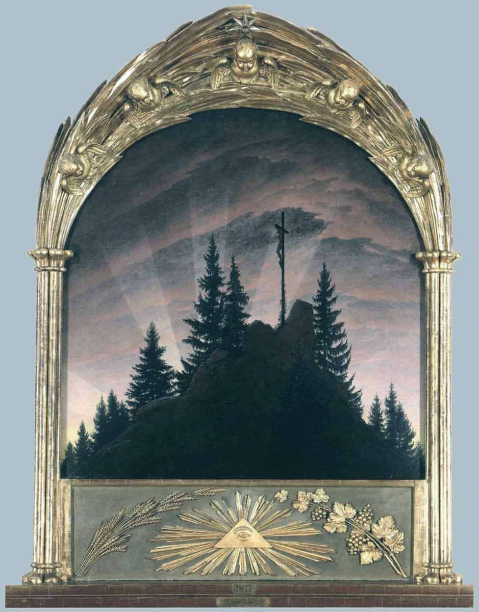 cross mountains altar friedrich