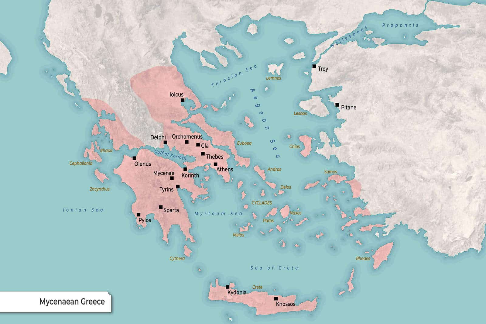 Map of Mycenaean Greece