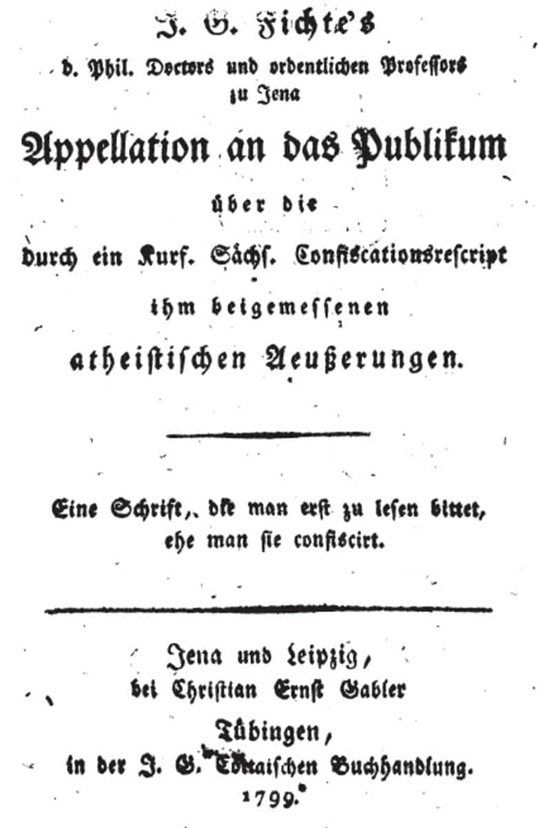 The original German copy of Fichte’s Appeal to the Public. Source: Wikimedia Commons