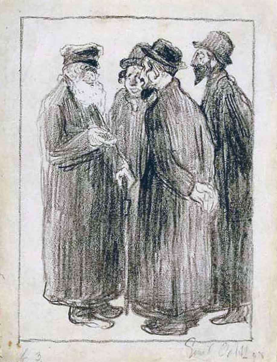 four hasidic jews gathering