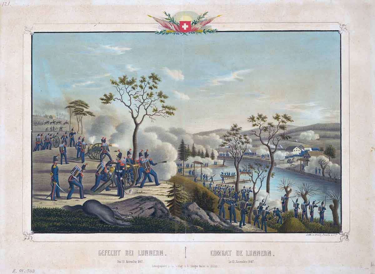 battle of lunnern 1847 print