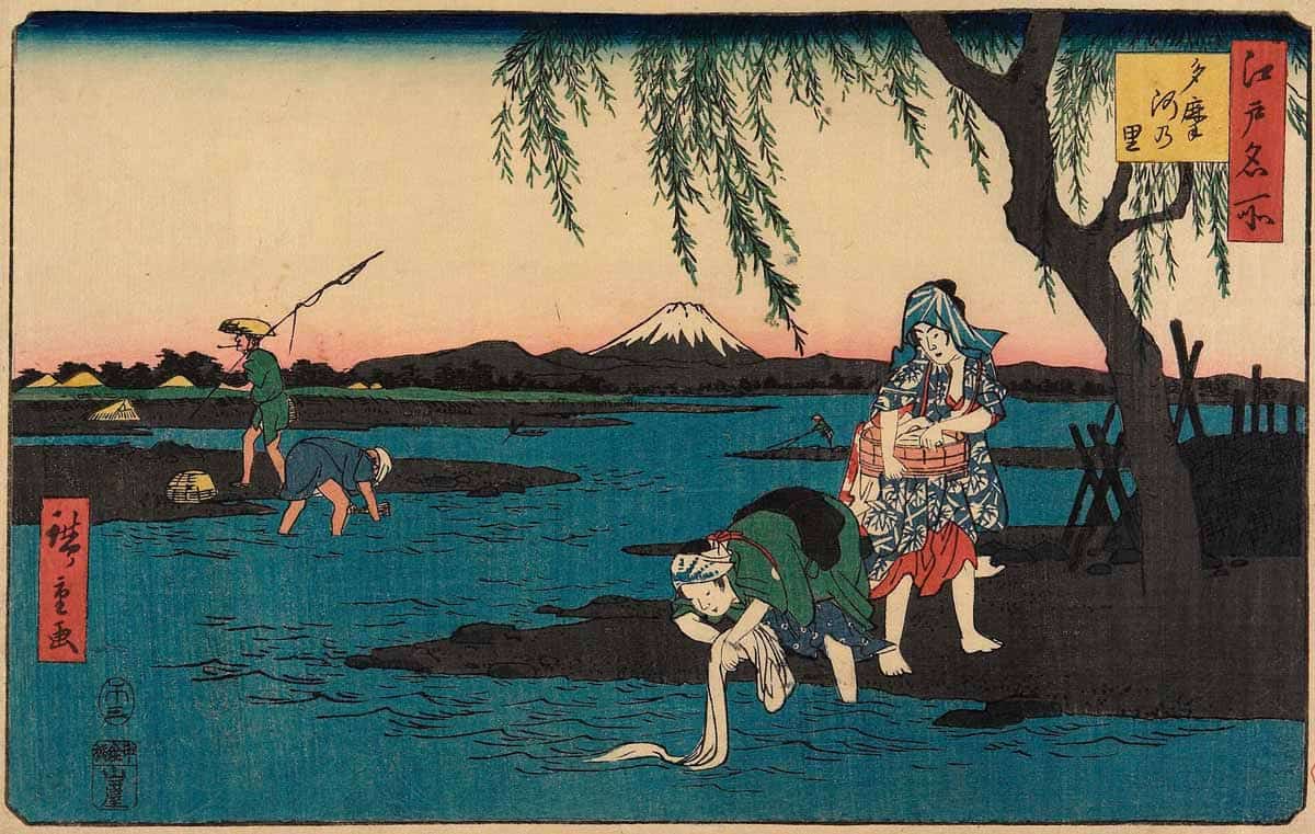 hiroshige village by tama river