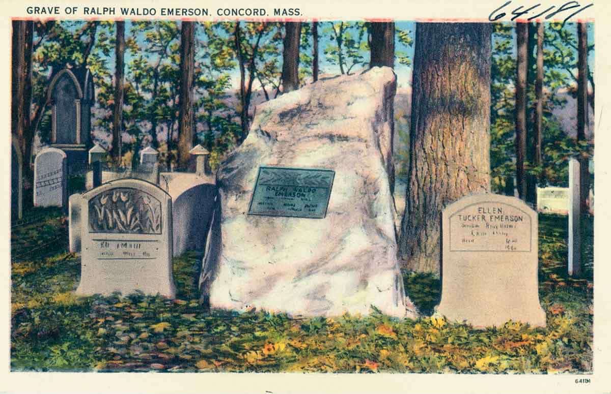 postcard emerson gravesite