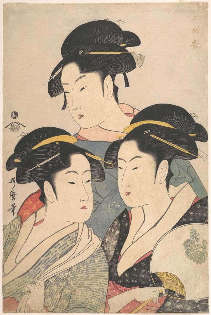 utamaro three beauties present day