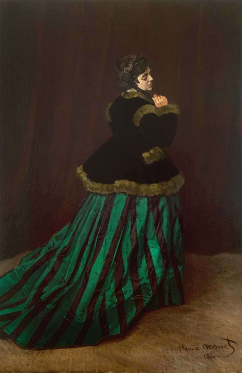 woman green dress claude monet