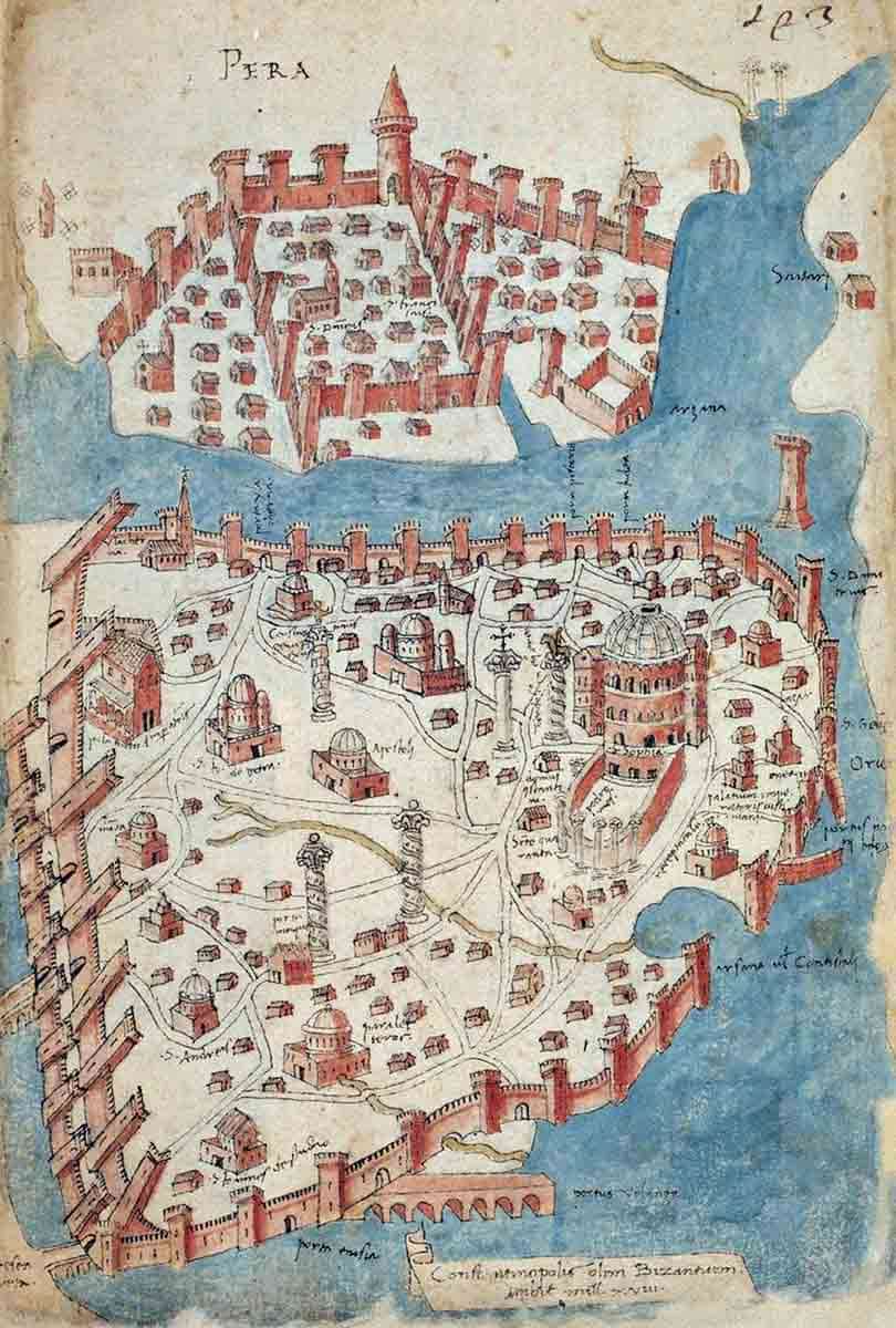 old map medieval constantinople