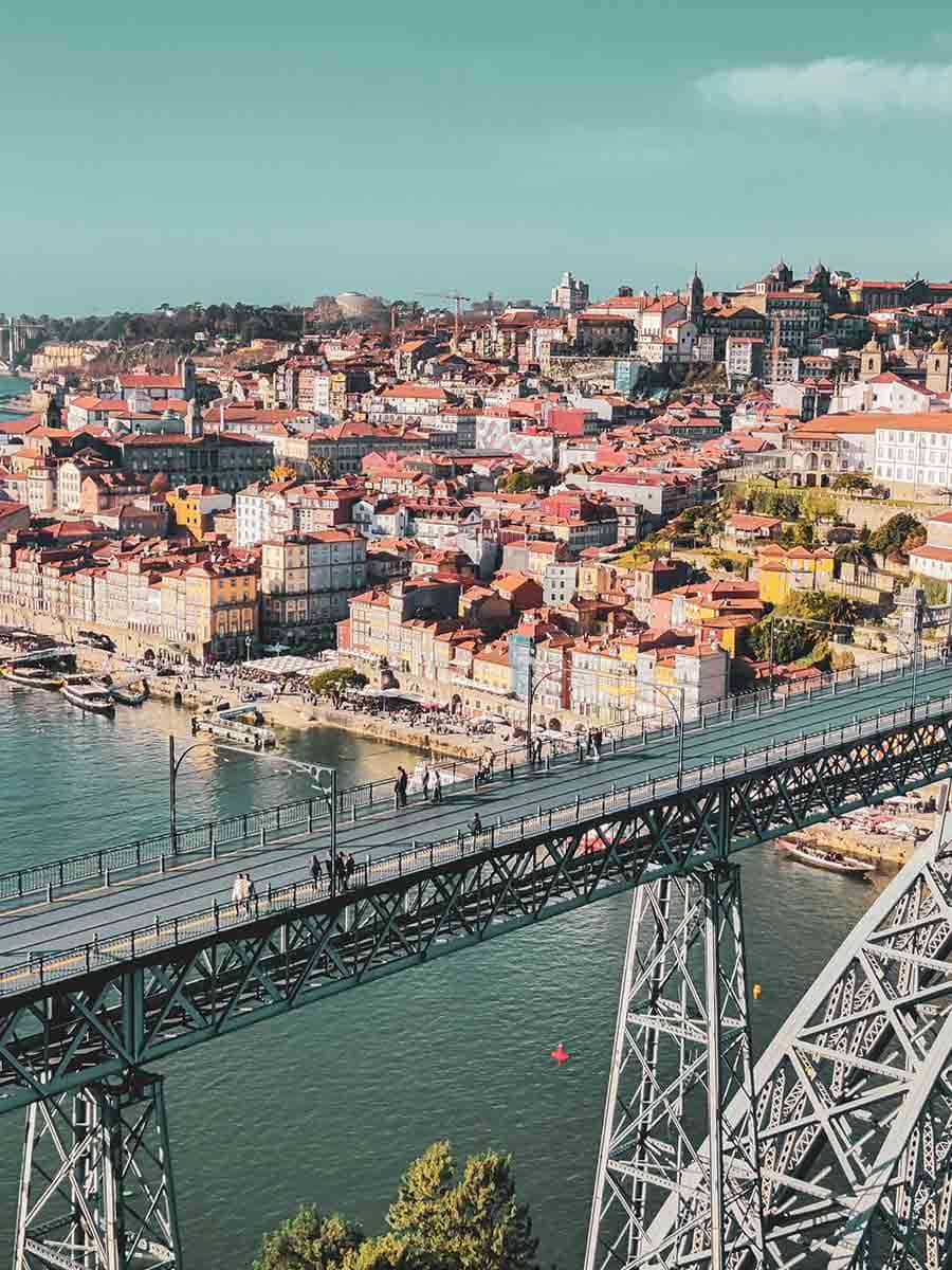 people walking luis bridge porto