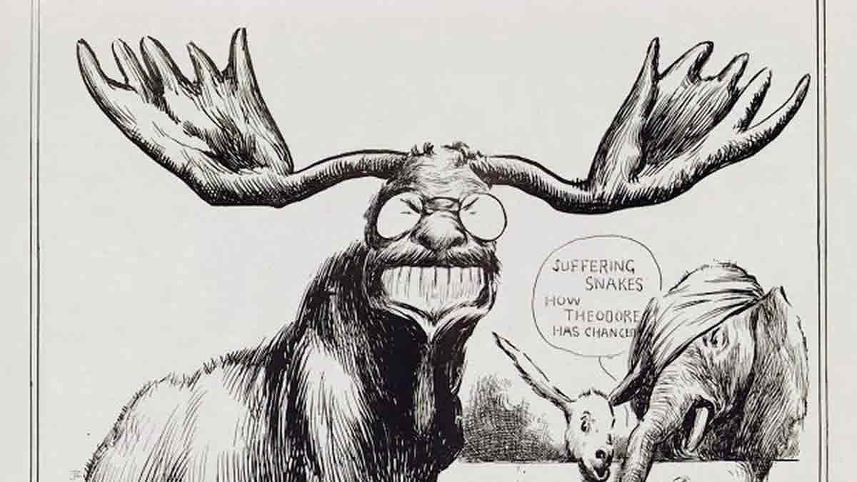 bull moose political cartoon