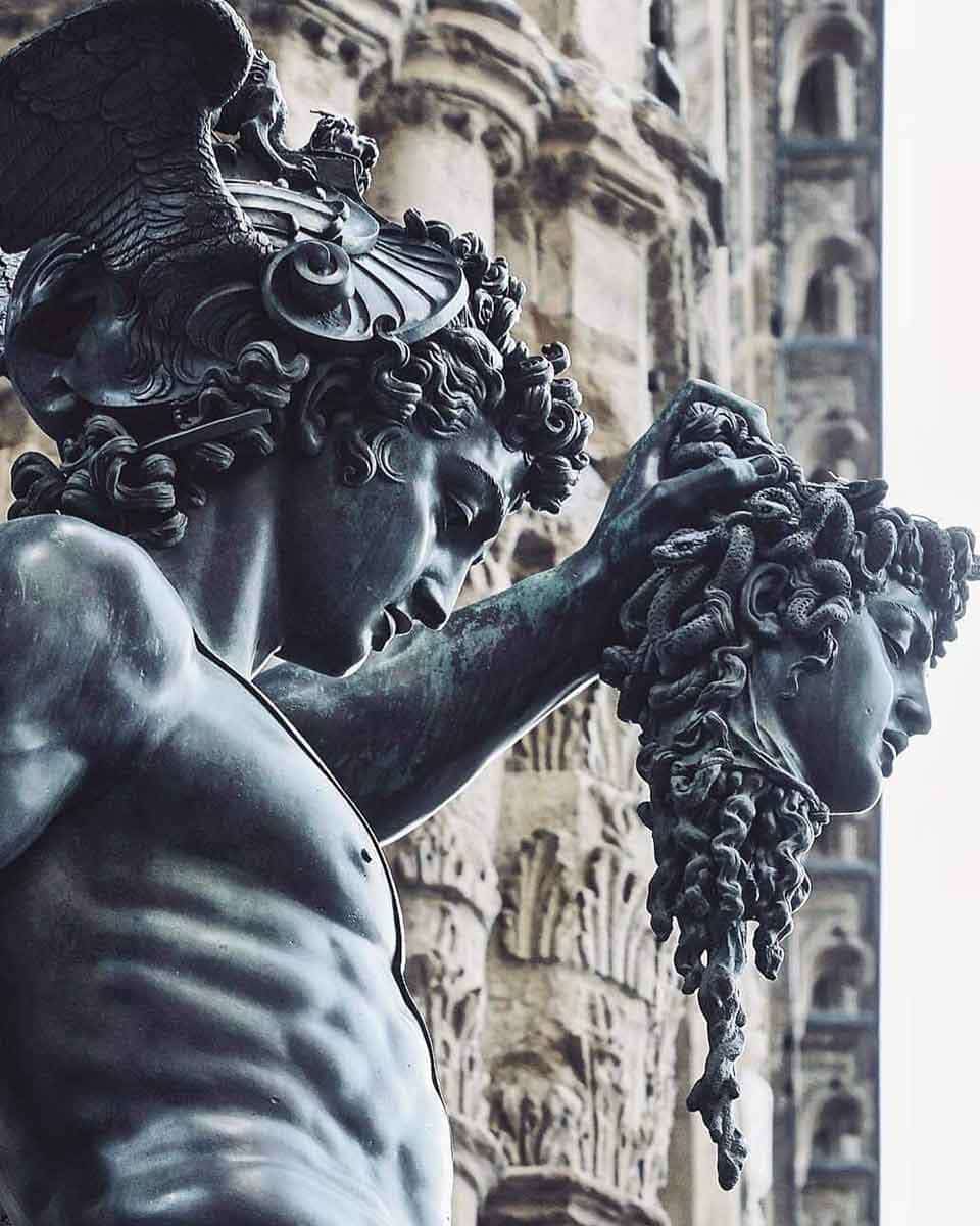 cellini perseus medusa sculpture detail