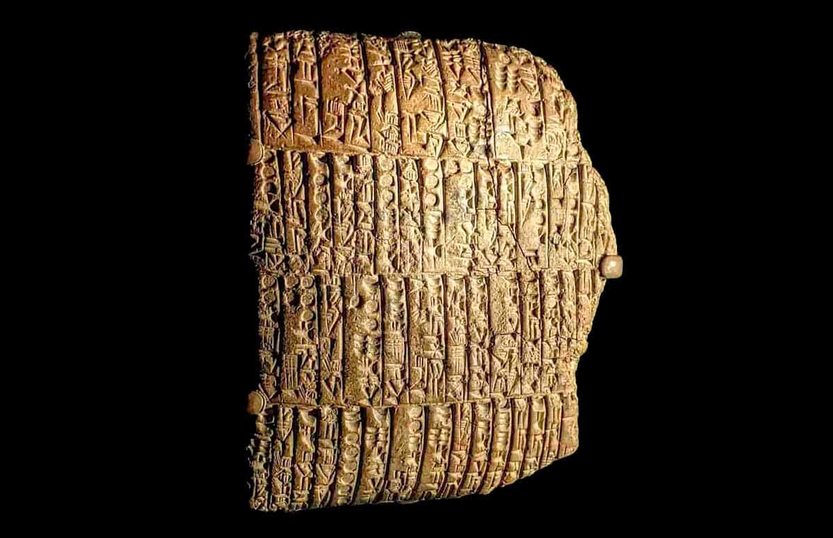 A cuneiform tablet from Nippur, ca. 2300 BCE to 2100 BCE. Source: Store Norske Leksikonhttps://snl.no/Nippur 