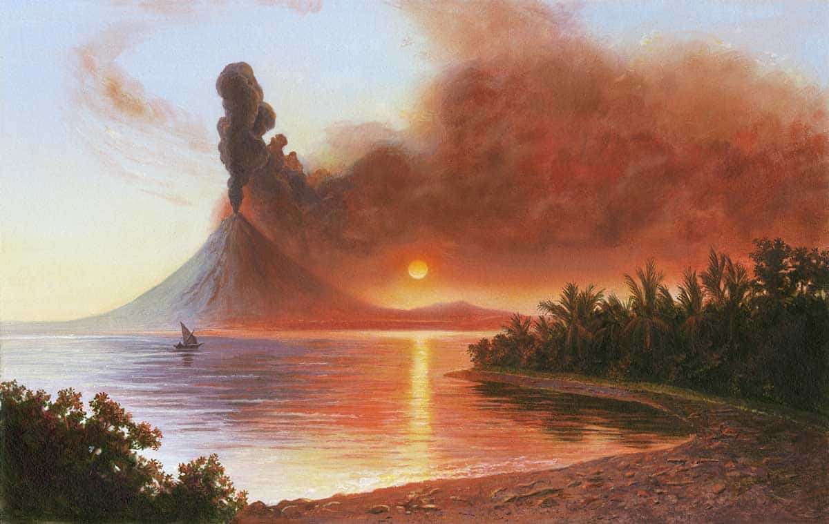 mount tambora eruption painting