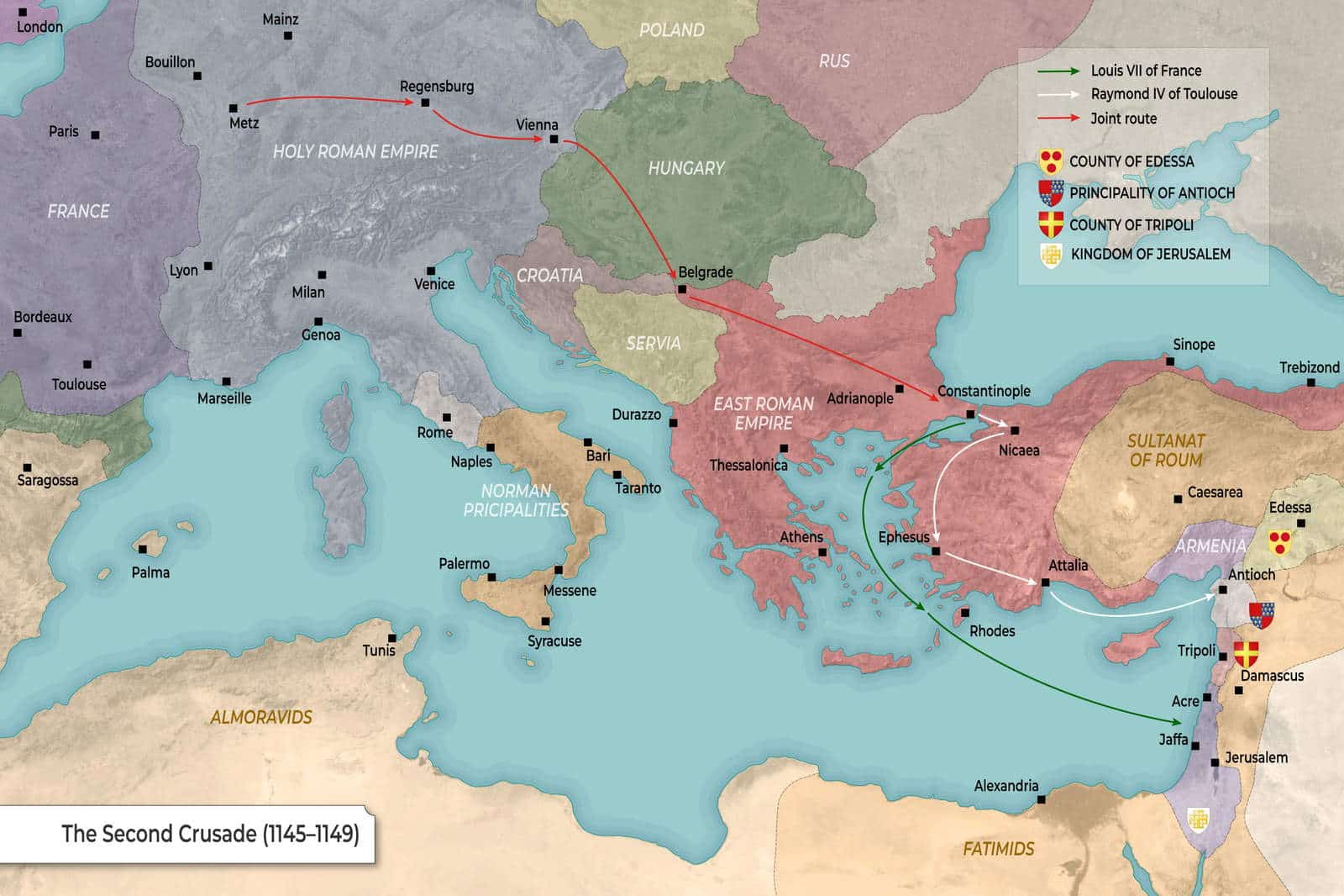 Map: Second Crusade (1145-1149)