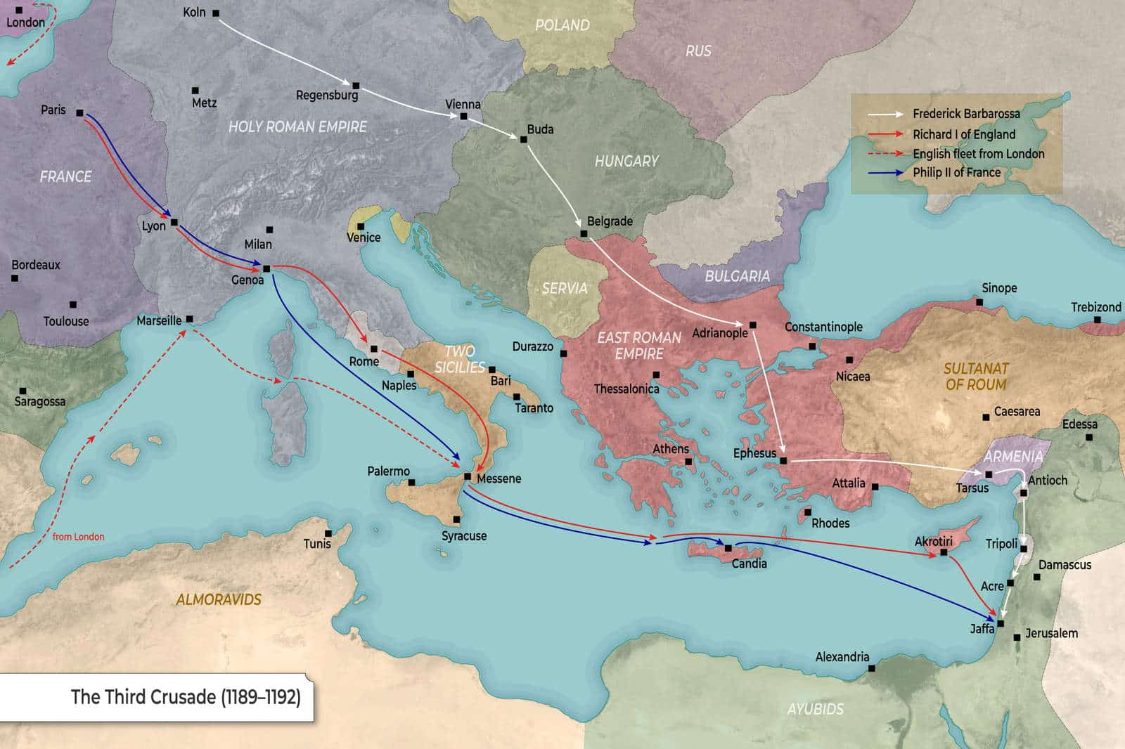 Map: Third Crusade (1189-1192)