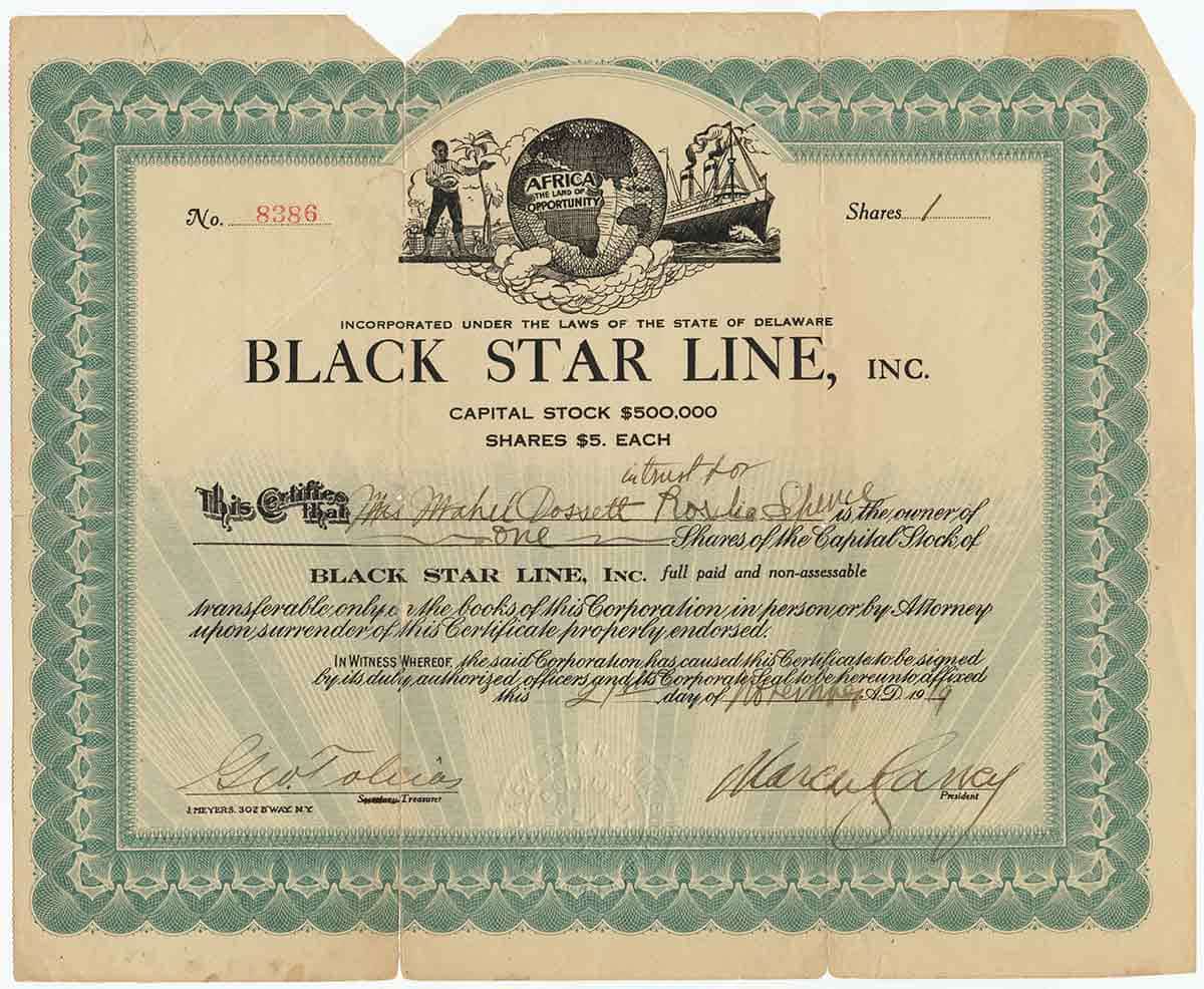 black star line stock certificate