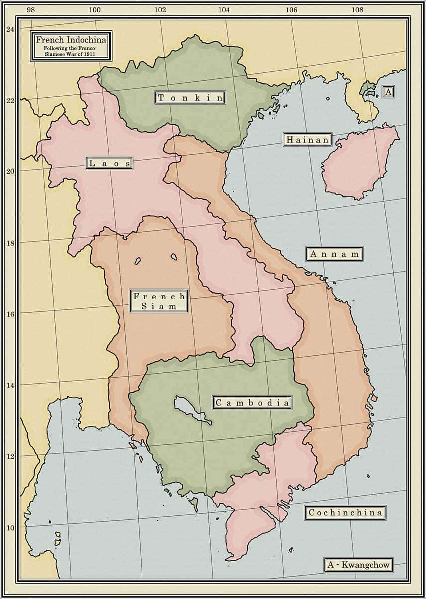 french indochina map 1911