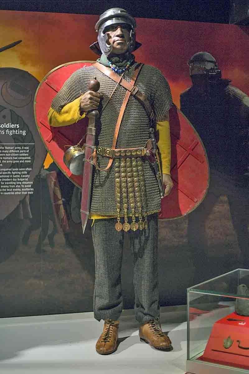 roman foot soldier museum display