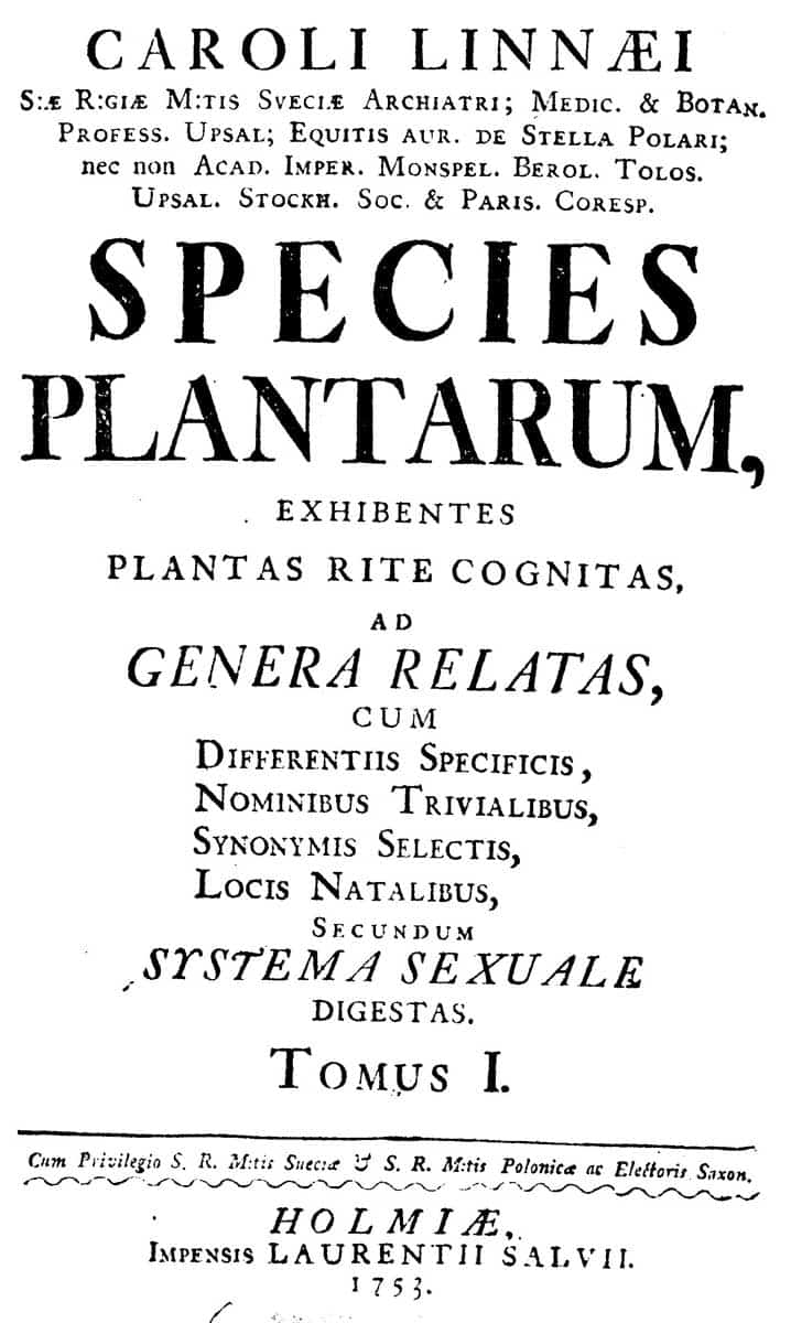 species plantarum carl linnaeus