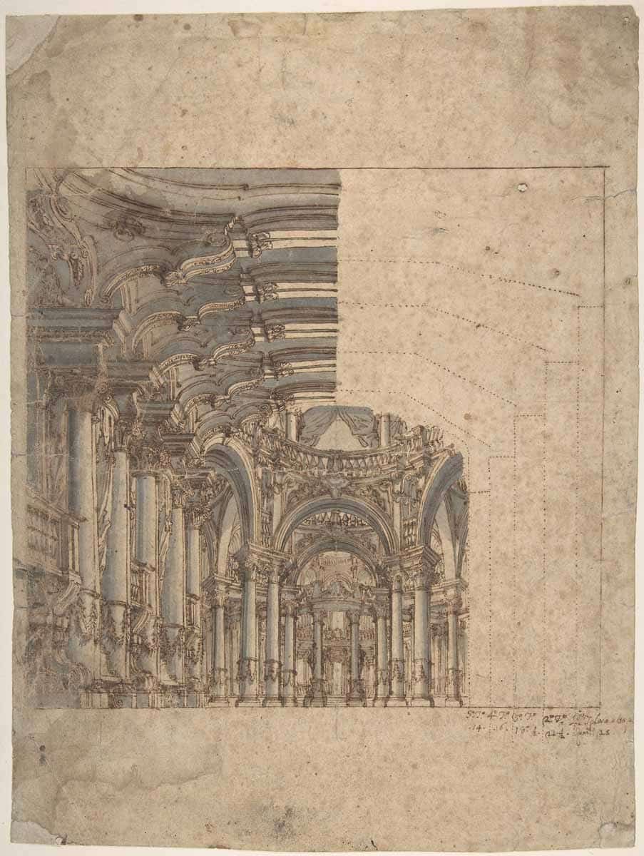 unfinished baroque church interior