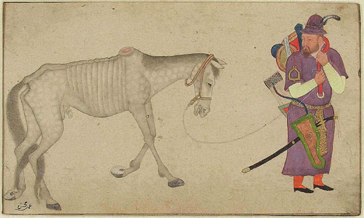 turkic man with horse