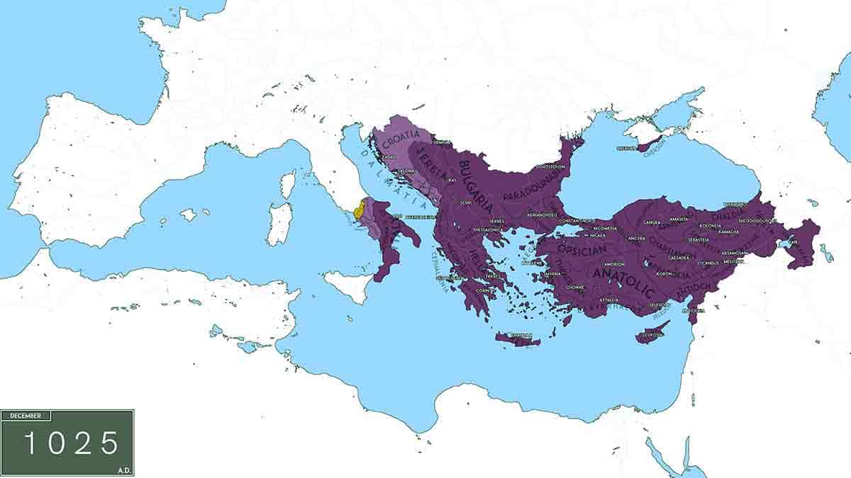 map byzantine empire 1025