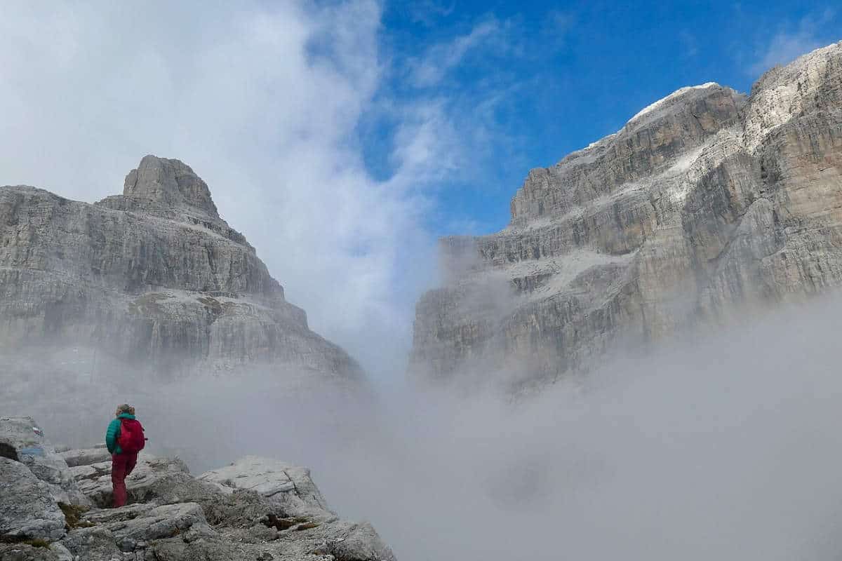 hiker in the dolomites