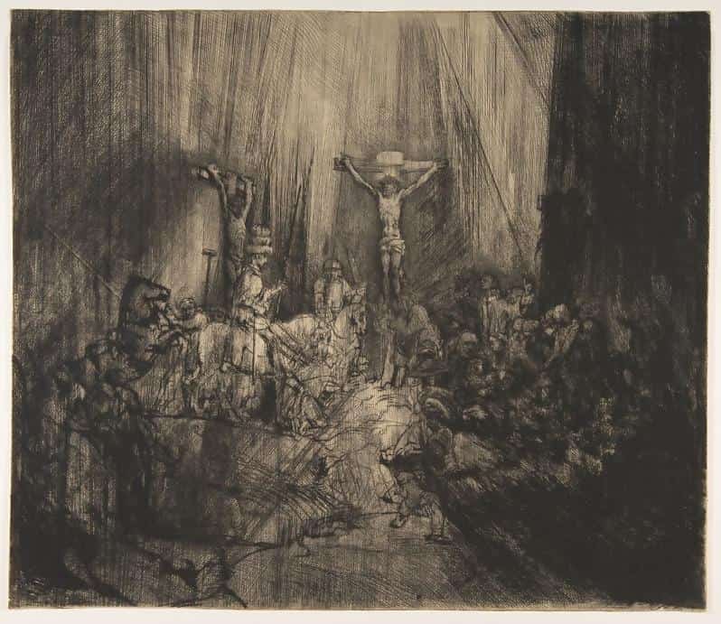 Rembrandt Hermansz Van Rijn, Christ Crucified between two Thieves, The Three Crosses (3rd State), 1653, Etching & Drypoint